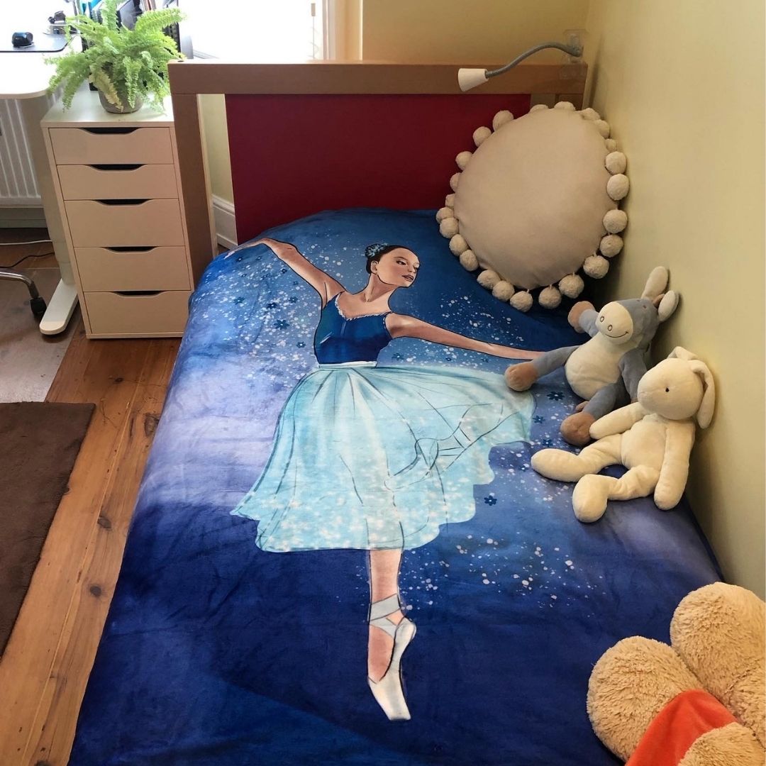 Plaid à motifs de ballerines bleues