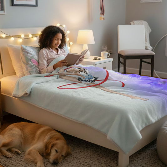 Throw Blanket with Gymnast Lilac