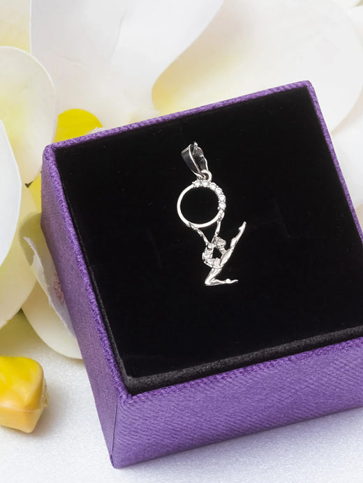 Pendentif en argent avec pierres précieuses "Fille au Cerceau"
