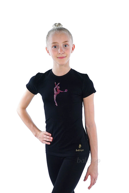 T-shirt de gymnastique avec cristaux