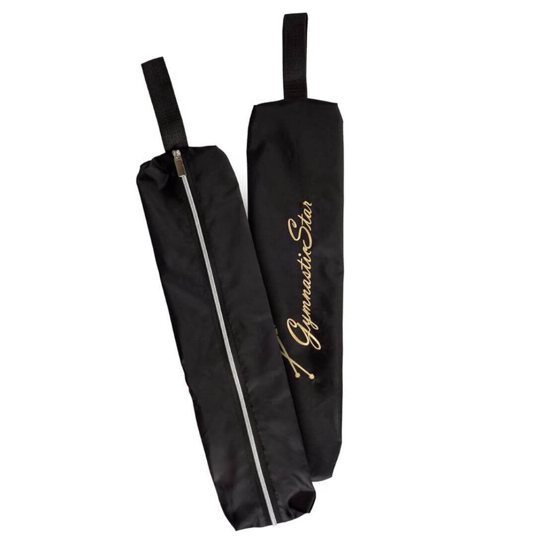 Black cover for rhythmic gymnastics clubs with embroidery