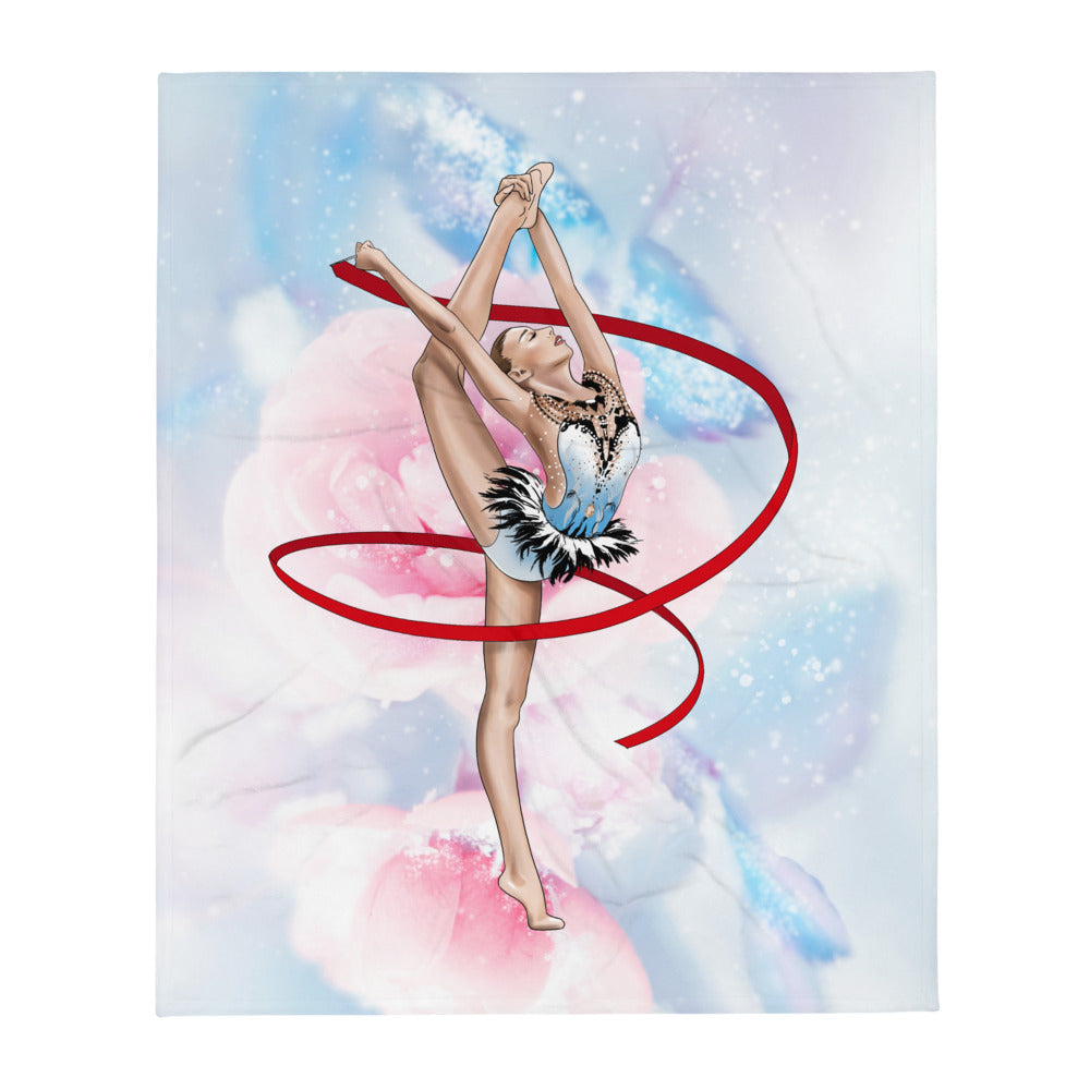 Plaid à motif pivoine gymnaste